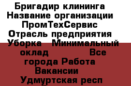 Бригадир клининга › Название организации ­ ПромТехСервис › Отрасль предприятия ­ Уборка › Минимальный оклад ­ 30 000 - Все города Работа » Вакансии   . Удмуртская респ.,Глазов г.